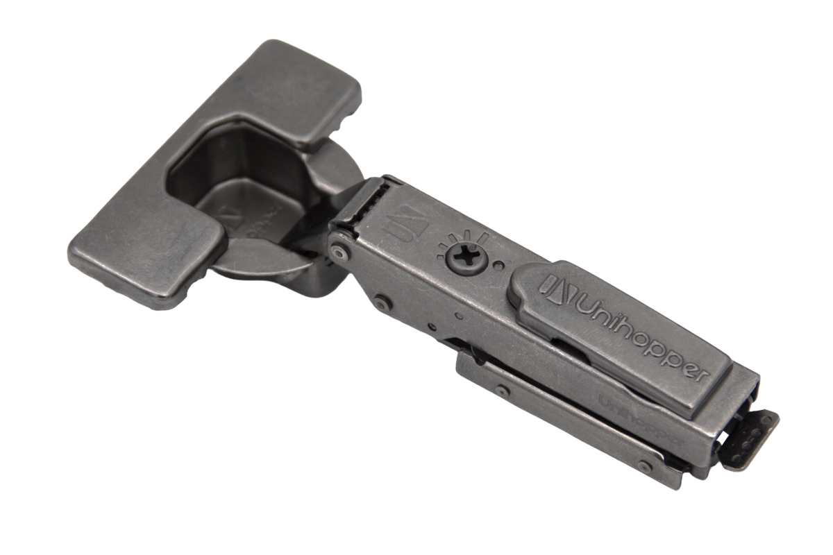 Петля мебельная Unihopper Hutton 105* линейная монтажная планка H0, с регулируемым доводчиком, черный никель