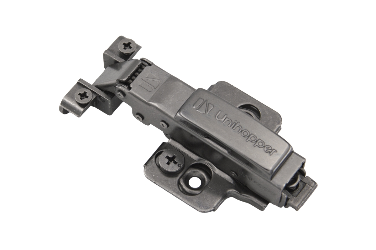 Петля для алюминиевых фасадов Unihopper Setton 100* Two-Way H0 3D накладная с доводчиком, черный никель