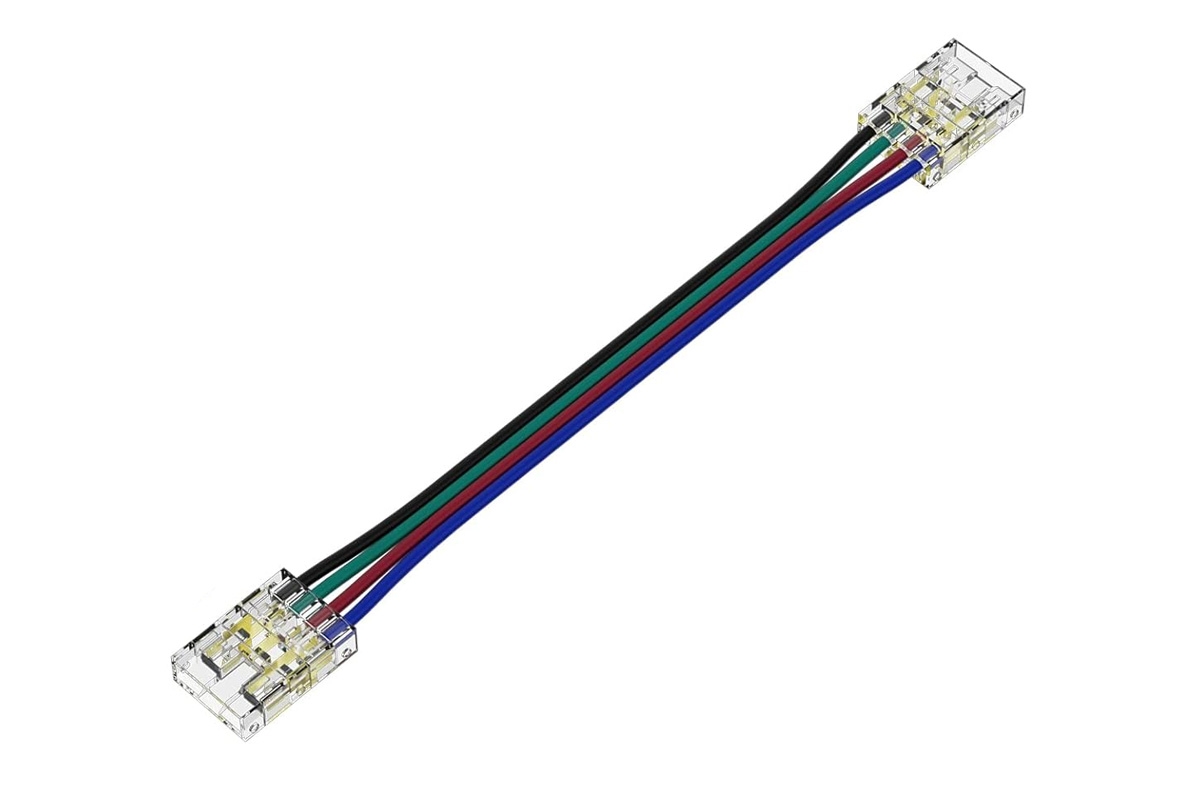 Коннектор для ленты RGB СОВ 10 мм, двухсторонний с проводом 10 см