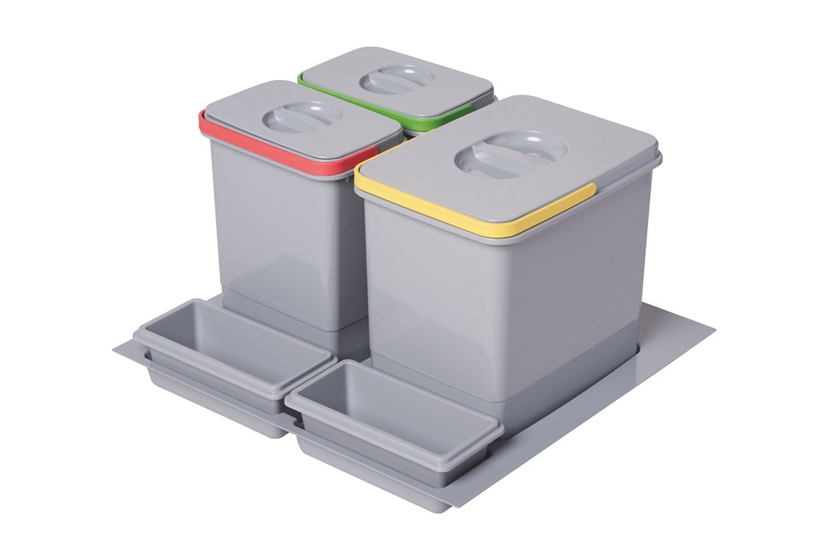 Контейнеры для отходов с крышкой Italplast в базу 60 (1x15 л + 2x7 л)