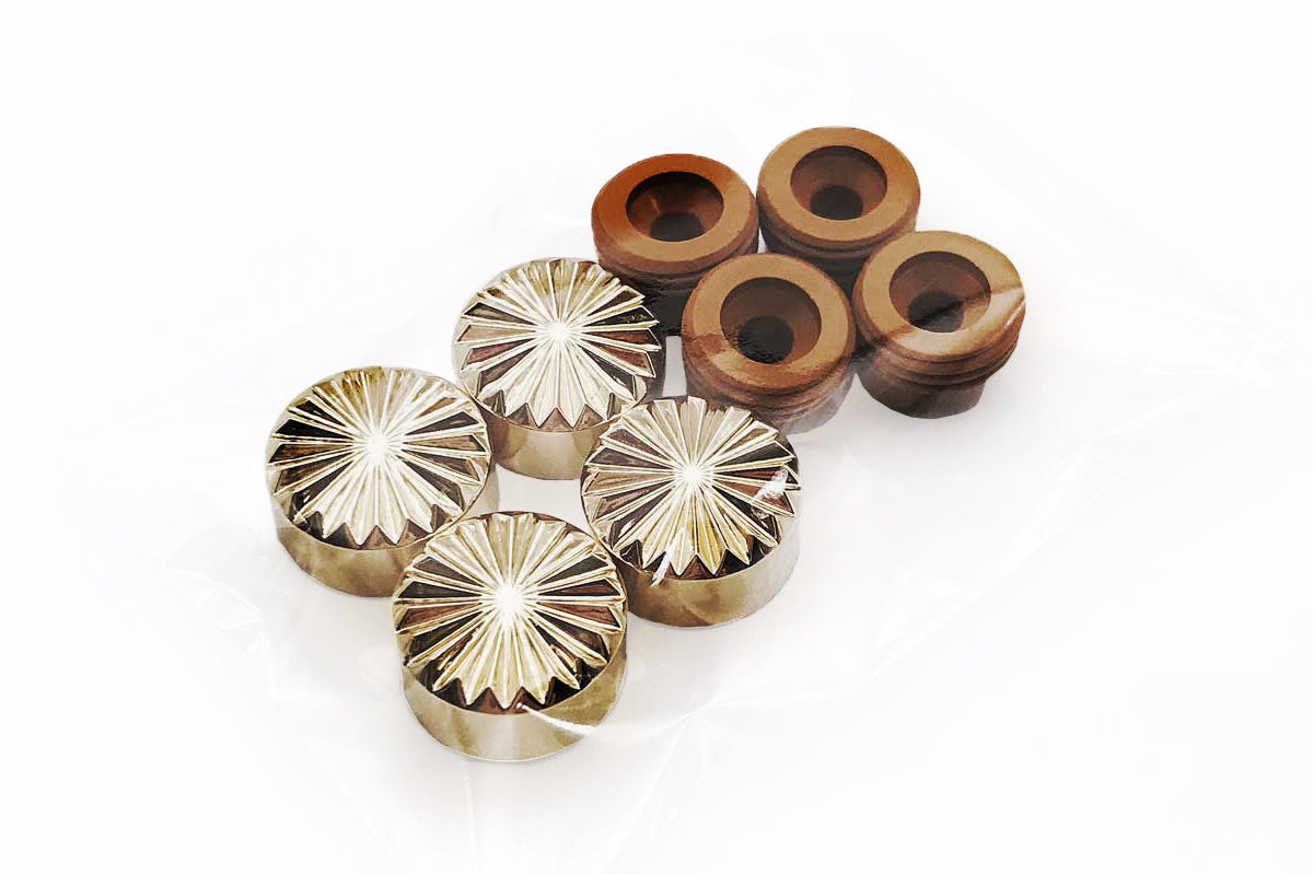 Комплект держателей зеркала без сверления D18 мм рифленый, 4 шт., золото